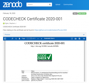 CODECHECK certificate